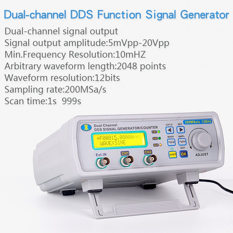 MHS-5200A 6MHz Dual Channel Digital Signal Generator DDS Signal Generator Mini USB Arbitrary Waveform Frequency Generator