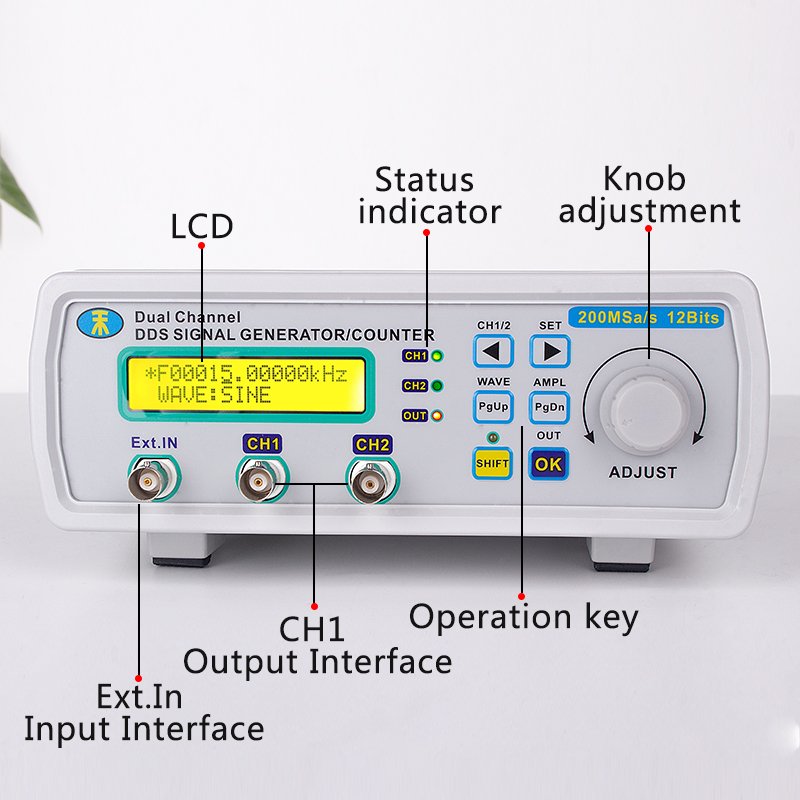 MHS-5200A 6MHz Dual Channel Digital Signal Generator DDS Signal Generator Mini USB Arbitrary Waveform Frequency Generator