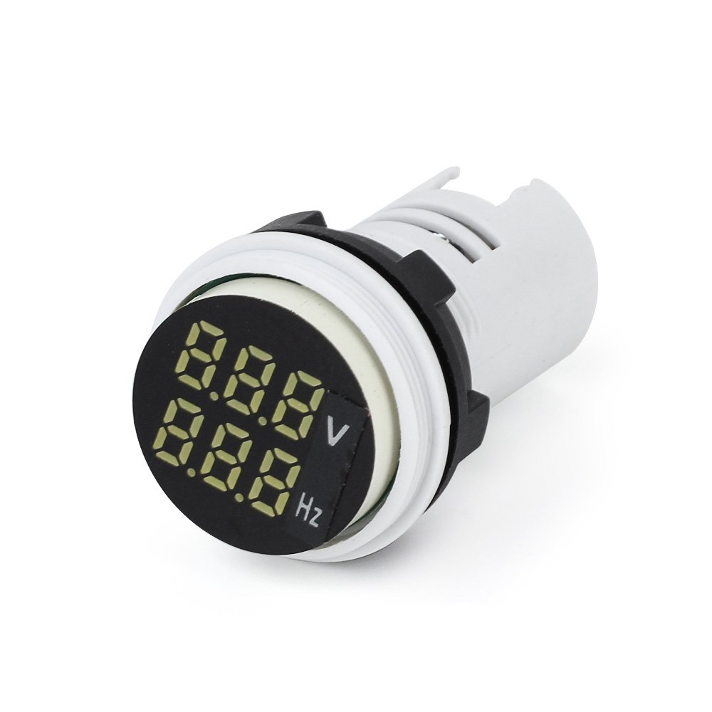 22mm Voltage Frequency Meter Round Big Red LED Digital Display Hertz Meter Measuring Range 0-99 Hz Signal Indicator Light Panel