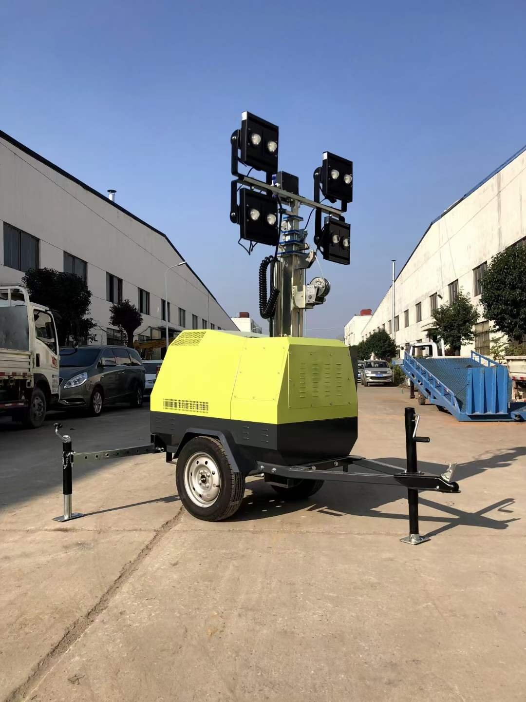 High Mast Light Tower Trailer Mobile 5m 7m 9m 4x1000w Portable LED Diesel Engine Generator Led Signal Tower Light