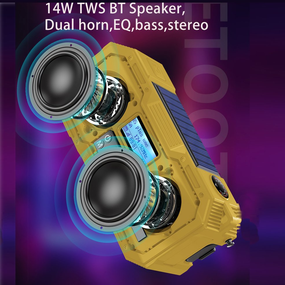 Fall Resistant DAB+ AM fm Radios Speakers Portable Emergency Hand Crank DAB+ AM Kchibo Radio Support Bt/Usb/Tf Card