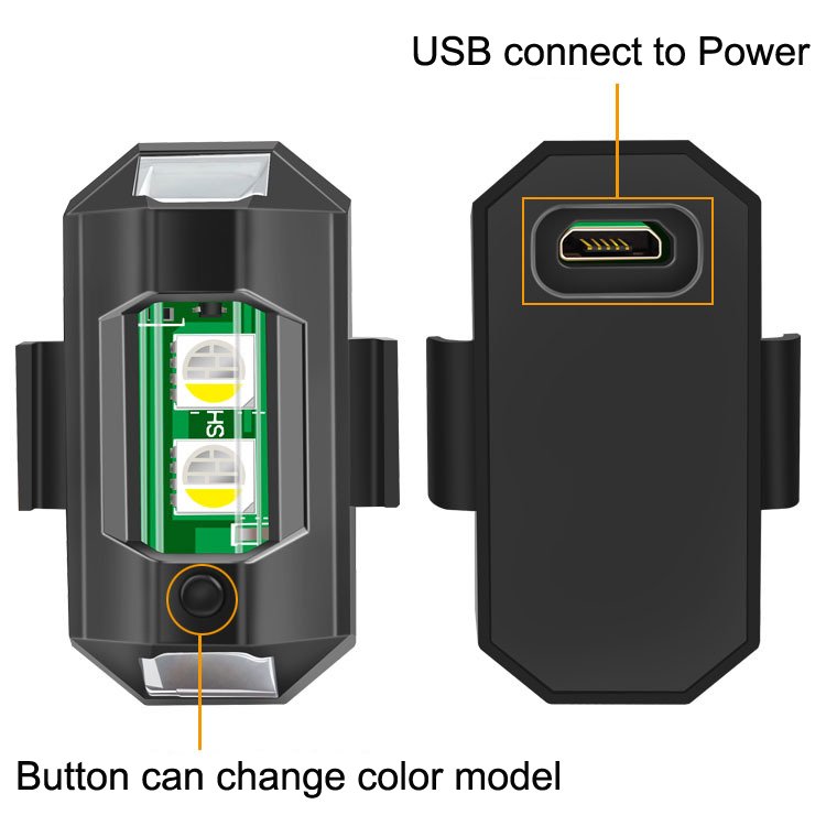 Universal LED Anti-collision Warning Light Mini Signal Light Drone with Strobe Light 7 Colors Turn Signal Indicator Motorcycle