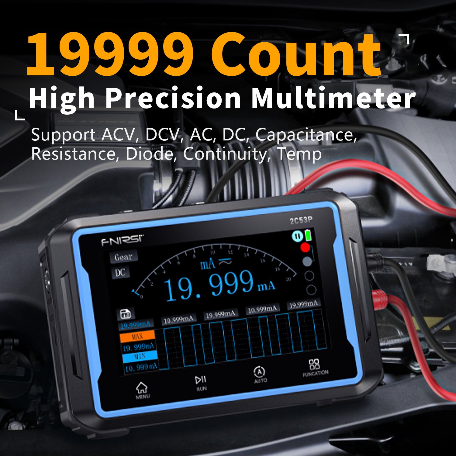 NEW Fnirsi 2C53P Digital Oscilloscope Real Time Sample Rate 50mhz Dual channels 250MSa/s 4.3Inch Big Screen 3in1 Multimeter