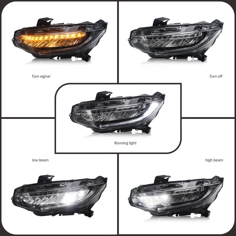 Modified headlights for 2016 Hon-da ten generation Civic flowing light turn signal automotive LED headlight assembly