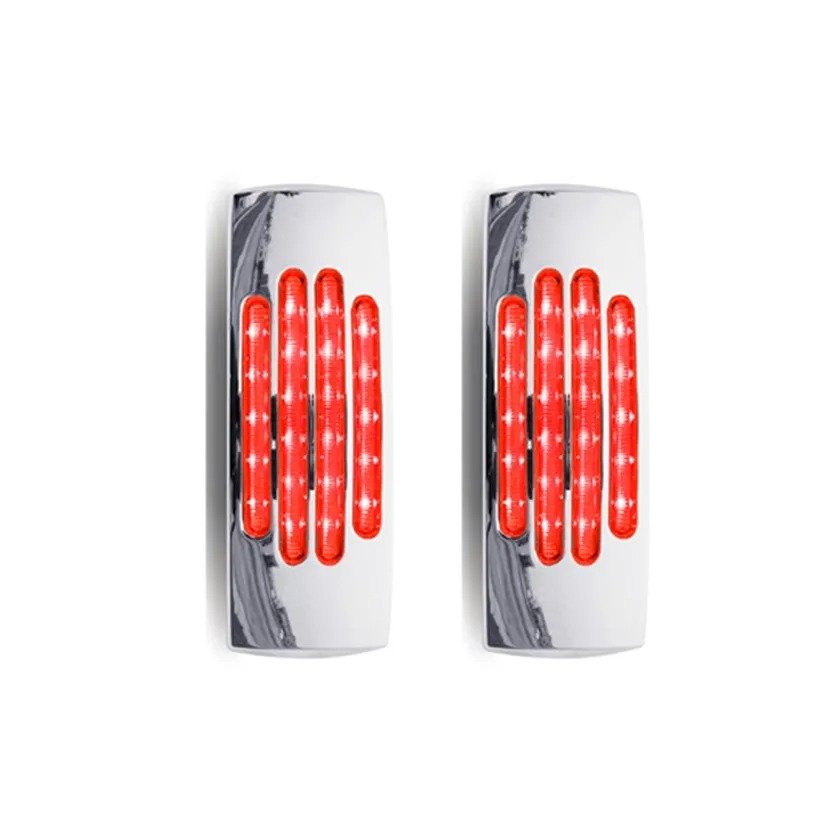 6''inch 22LED Turn Signal LED Flat Line Rectangular Marker Clearance Amber/Red Chrome Light lamp