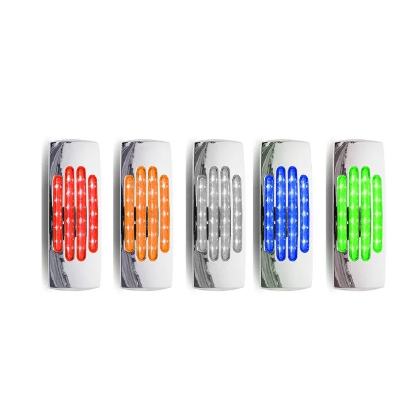 6''inch 22LED Turn Signal LED Flat Line Rectangular Marker Clearance Amber/Red Chrome Light lamp
