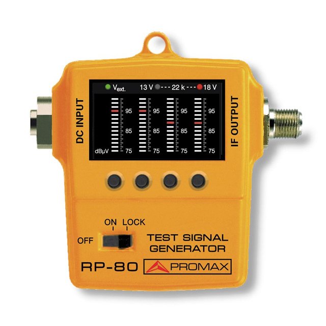 Handheld compact pocket size test signal 4 four pilot carrier generator customizable level for coaxial cable CATV SMATV
