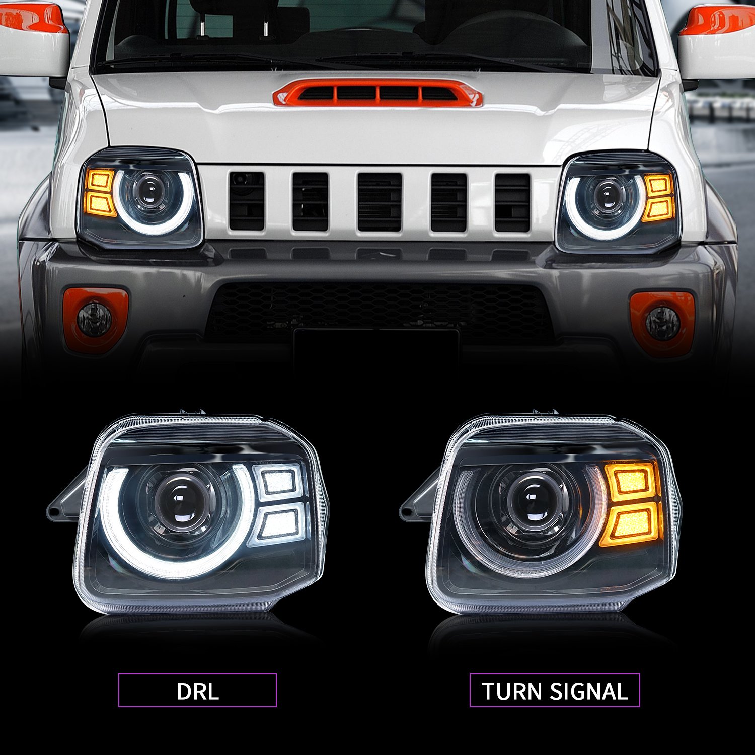 Archaic LED Front Lamp Jimny Headlight Dual Beams Sequential Turning Headlights For Suzuki Jimny JB22 JB23 JB33 2005-2017
