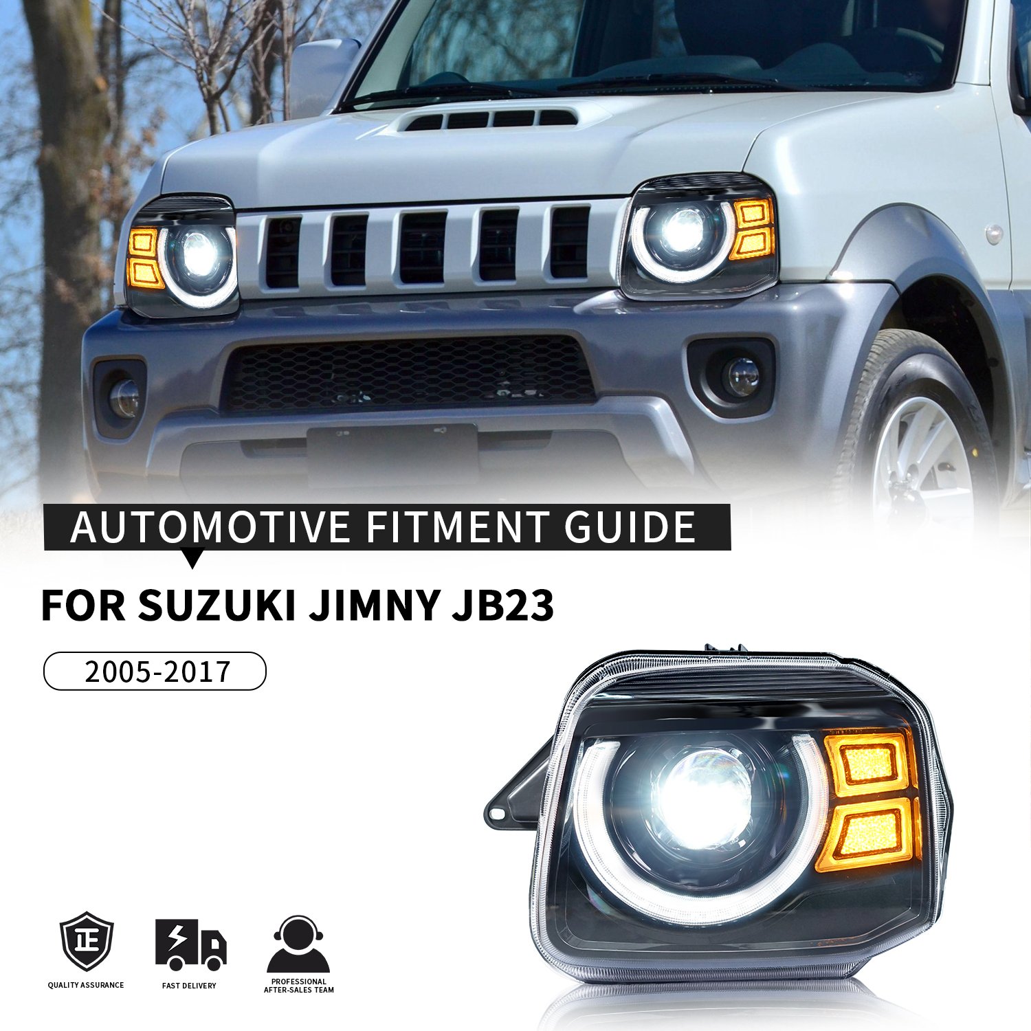 Archaic LED Front Lamp Jimny Headlight Dual Beams Sequential Turning Headlights For Suzuki Jimny JB22 JB23 JB33 2005-2017