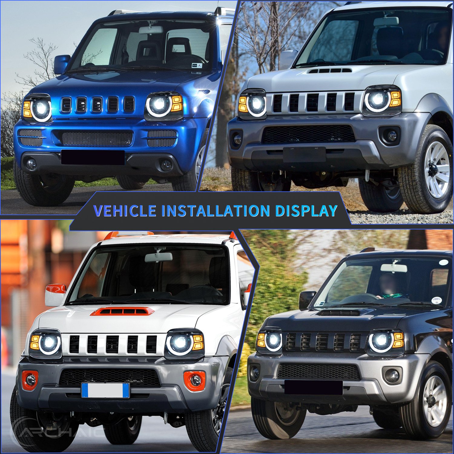 Archaic LED Front Lamp Jimny Headlight Dual Beams Sequential Turning Headlights For Suzuki Jimny JB22 JB23 JB33 2005-2017