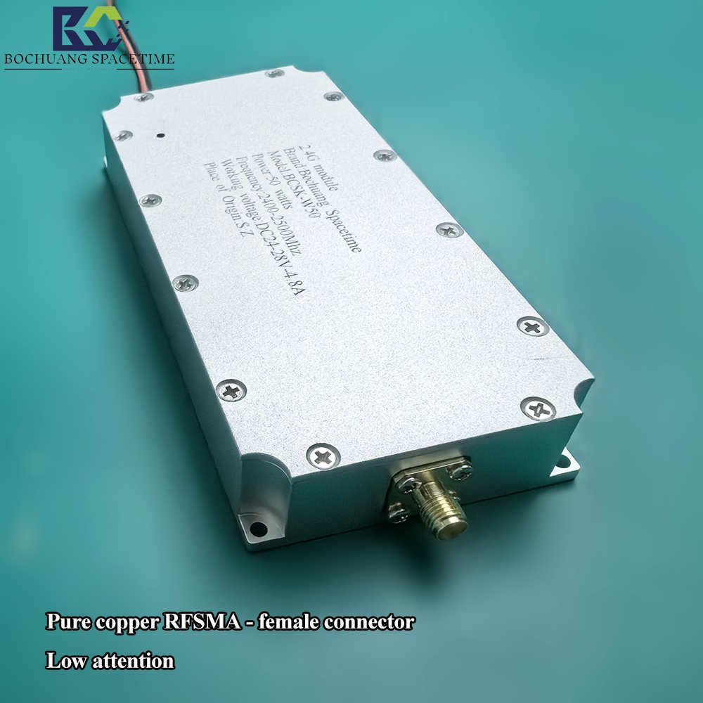 BCSK-W50 signal generator RF power amplification module 47dbm 2.4GHz 50W RF ICGAN chip UAV video interference module
