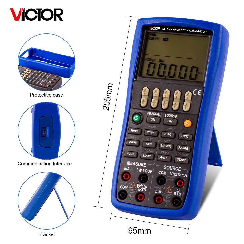 VICTOR 25 Multifunction Process Calibrator Use Pressure Mould 0.02% Accuracy Two Independent Channels for Input and Output