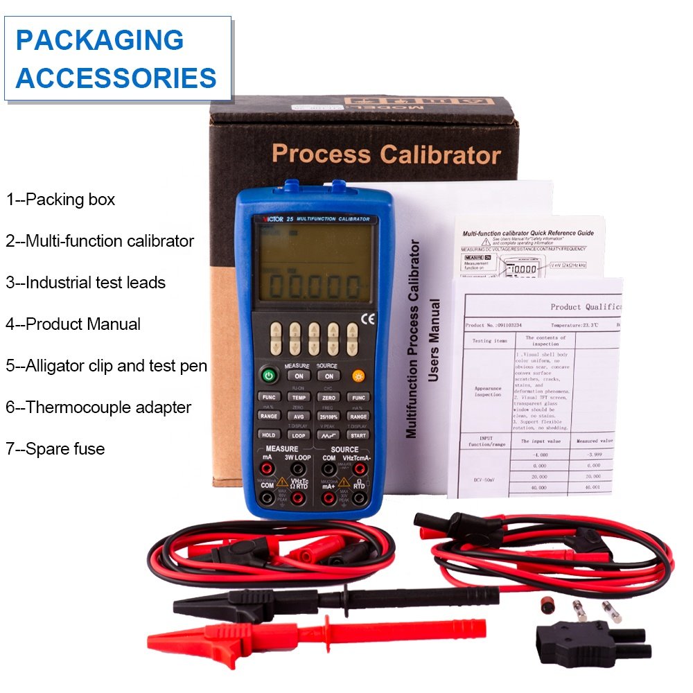 VICTOR 25 Multifunction Process Calibrator Use Pressure Mould 0.02% Accuracy Two Independent Channels for Input and Output