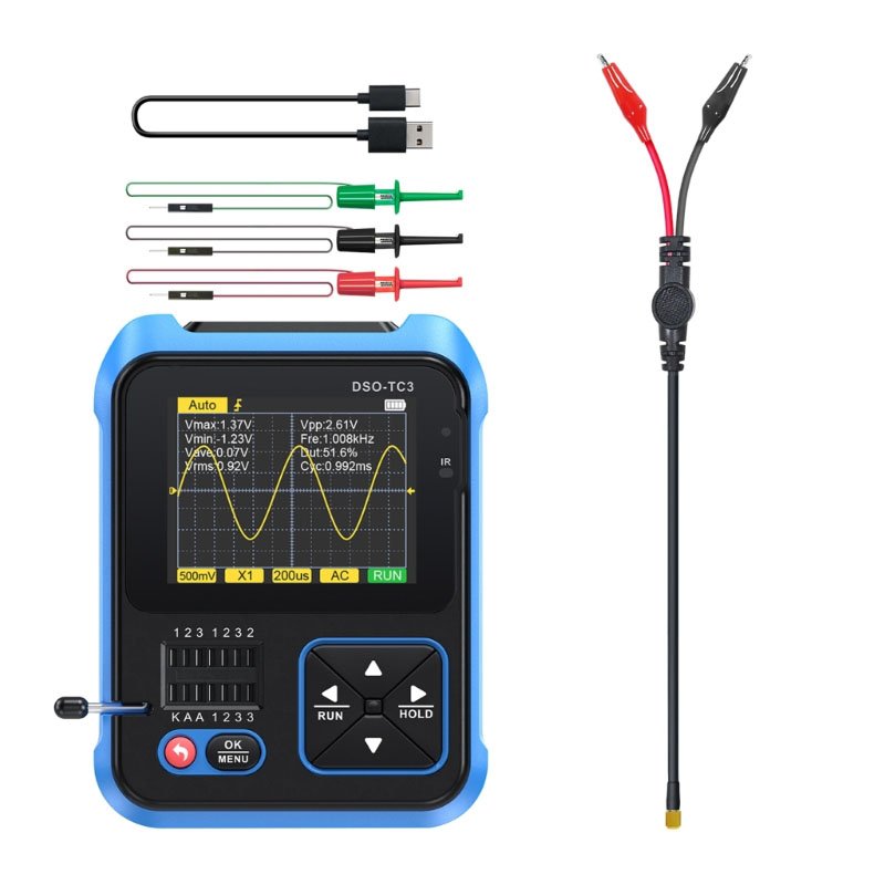 FNIRSI DSO-TC3 Digital Oscilloscope Transistor Tester Signal Generator 3 in 1 Multifunction Electronic Component Tester