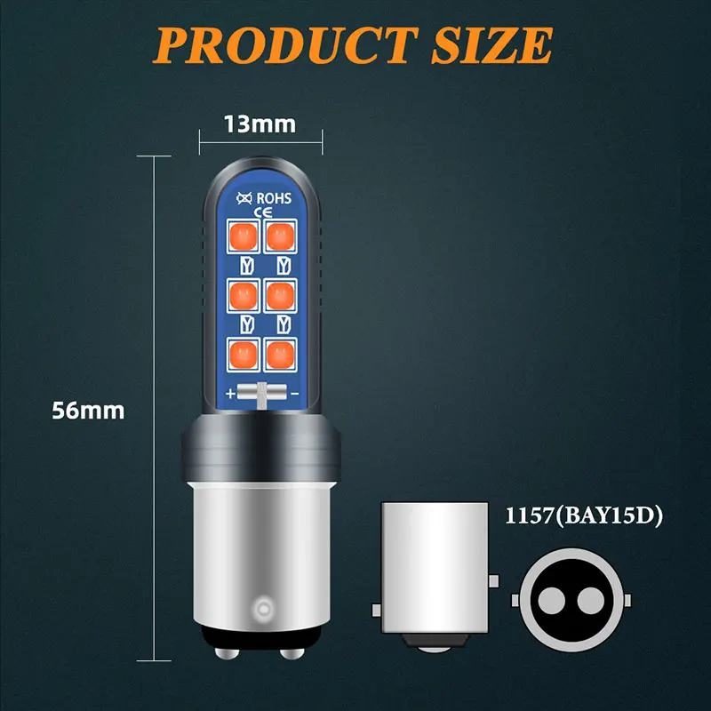2X 12V 3030 SMD Auto Signal Lamp strobe Red Color 1157 Led Bulbs for Car Reversing Light Turn Brake Backup Light Universal