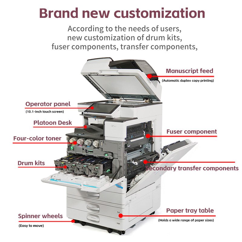 Used Ricoh MPC 6004 A3 Color Laser Printer Scanner Copier Portable Office Equipment Remanufactured Optional Fax A4 Max Paper