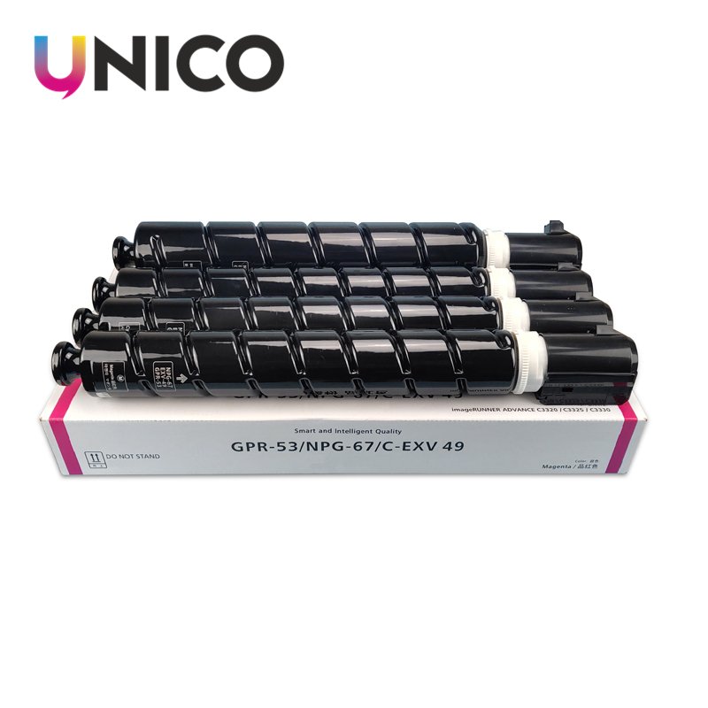 UNICO Compatible toner cartridge NPG67 Gpr-53 C-exv49 color toner for Canon C3325i C3330 C3320 C3320L C3320i Copier toner refill