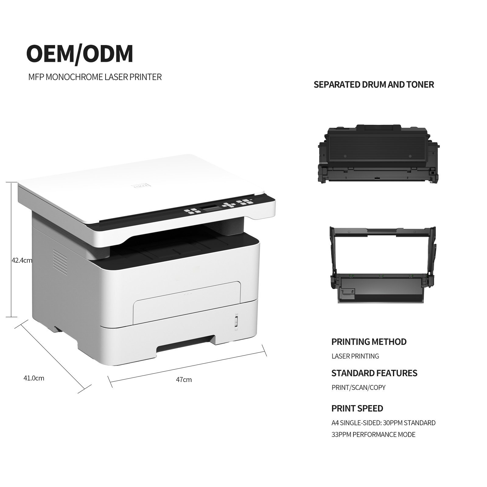 M31DN All-in-One A4 Laser Multifunction Printer Scanner Copier Black & White Color Features
