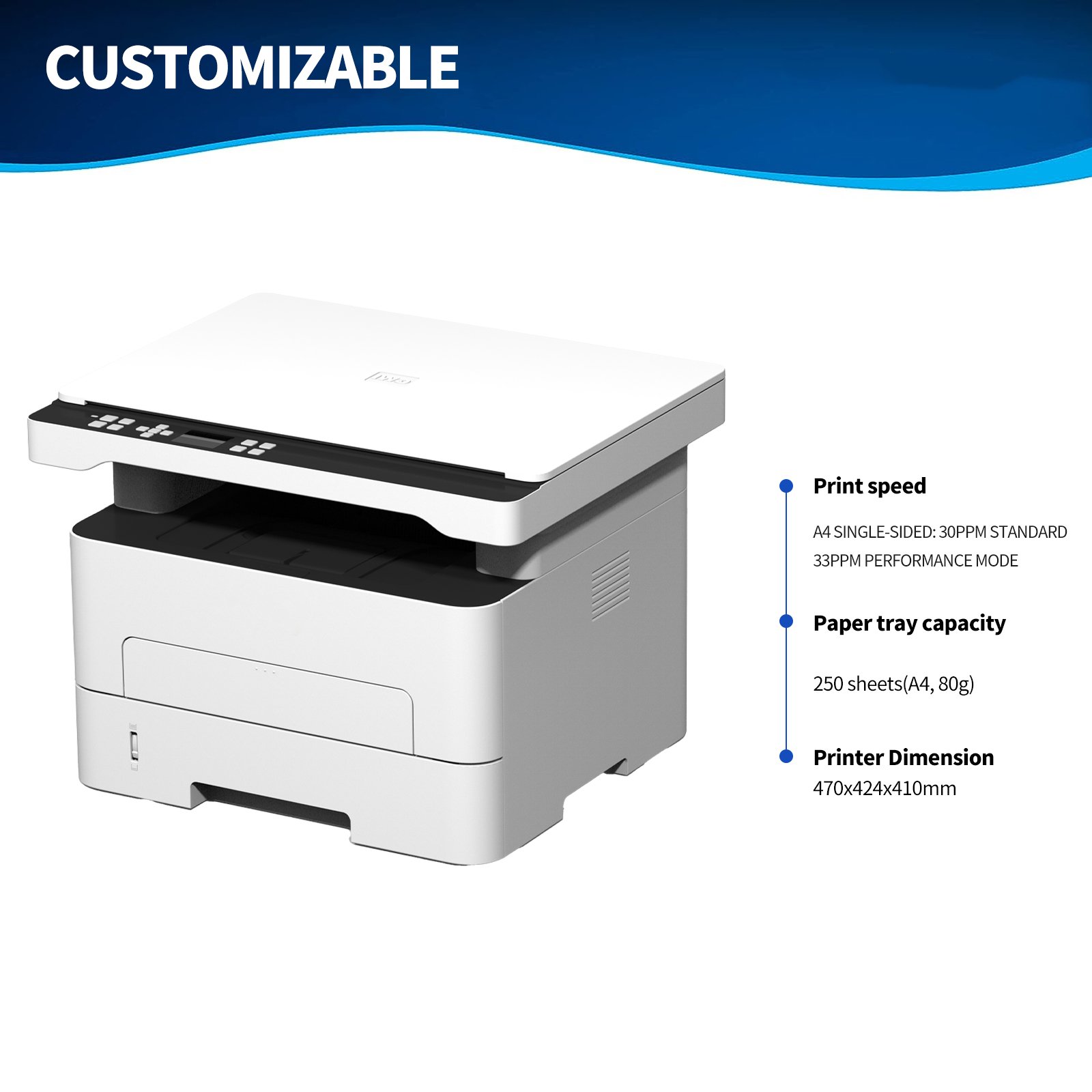 M31DN All-in-One A4 Laser Multifunction Printer Scanner Copier Black & White Color Features