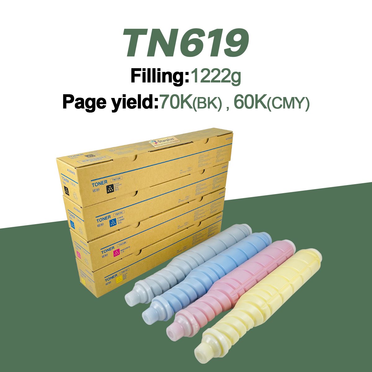 Original quality compatible konica minolta TN622 TN619 TN615 toner cartridge for buzhub C1100 C1060 1070 C8000 C1085 copier