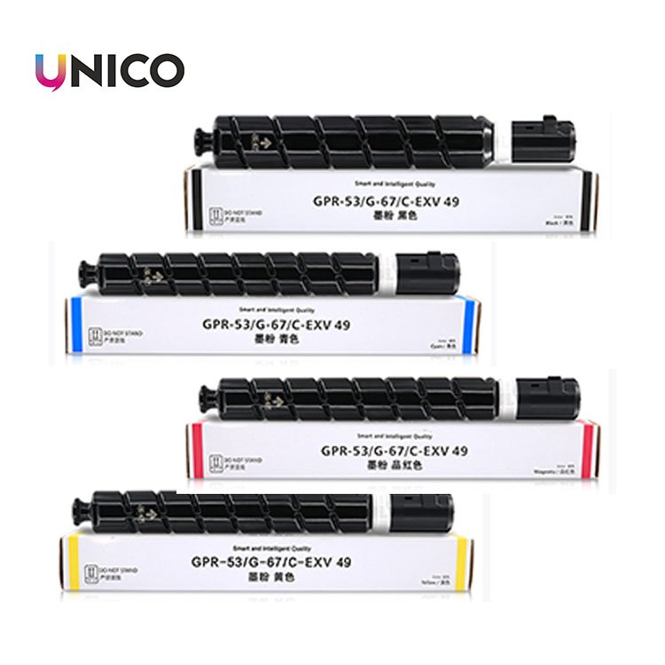 UNICO Compatible japan universal color toner NPG67 GPR-53 C-EXV49 copier Toner Cartridge for Canon AR C3330 3325 3320 bulk toner