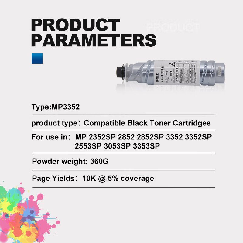 Protoner MP3352 Compatible Black Refill Toner Cartridge For ricoh MP2352 2553 2852 3053 3352 3353 copiers Toner Cartridges