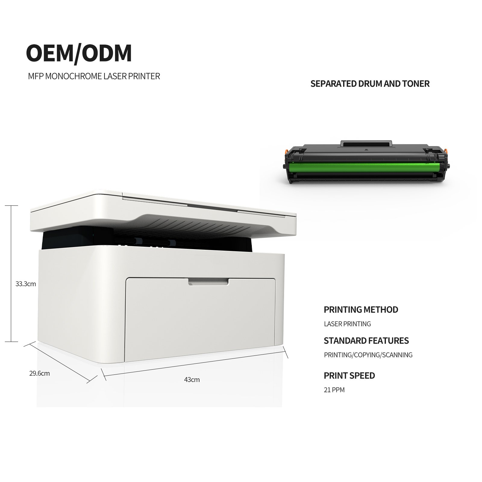 M2300NW Multifunctional A4 Laser Printer Black and White Scan Copier for Office Use Printable Supplies