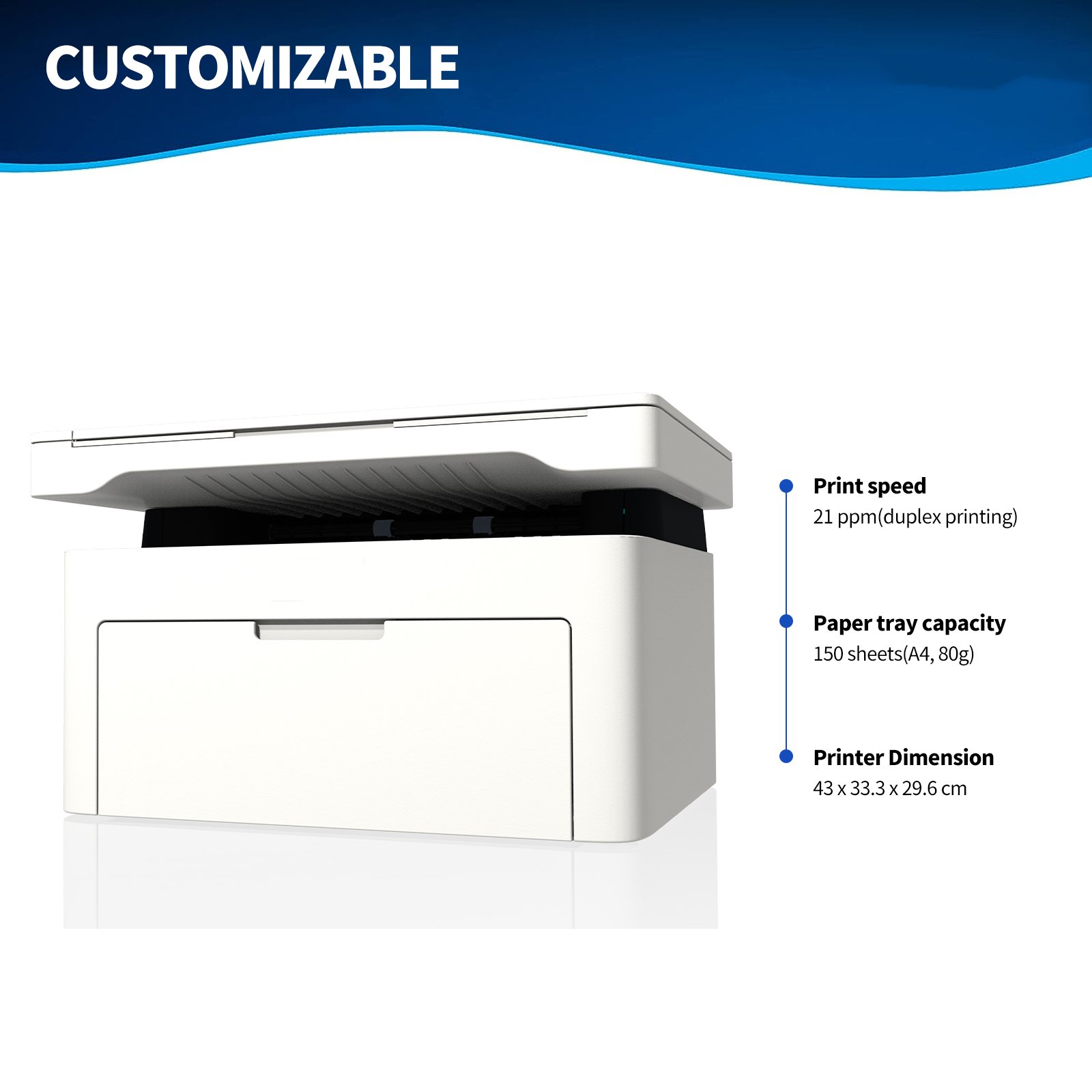 M2300NW Multifunctional A4 Laser Printer Black and White Scan Copier for Office Use Printable Supplies