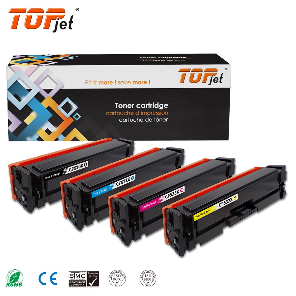 Topjet Color Toner Cartridge CF530X CF531X CF532X CF533X 205A Compatible for HP LaserJet Pro M154 MFP M180 M181 Printer