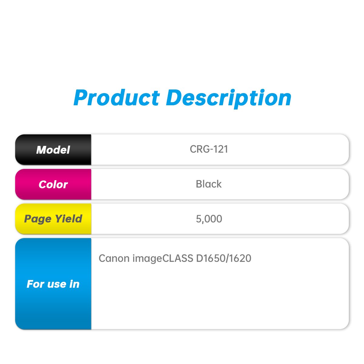 Premium Compatible Canon Toner CRG-121 CRG121 Black toner cartridge For Canon imageCLASS D1650/1620 canon toner