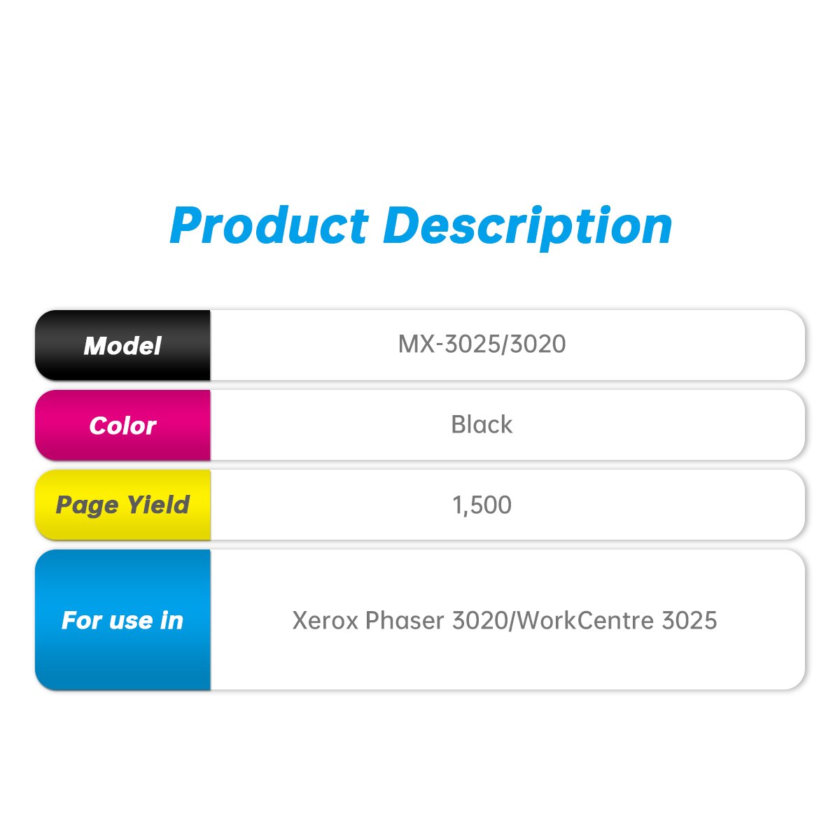Toner Cartridge MX 3025/3020 106R02773 Black Toner Cartridge Compatible For Xerox Phaser 3020/WorkCentre 3025