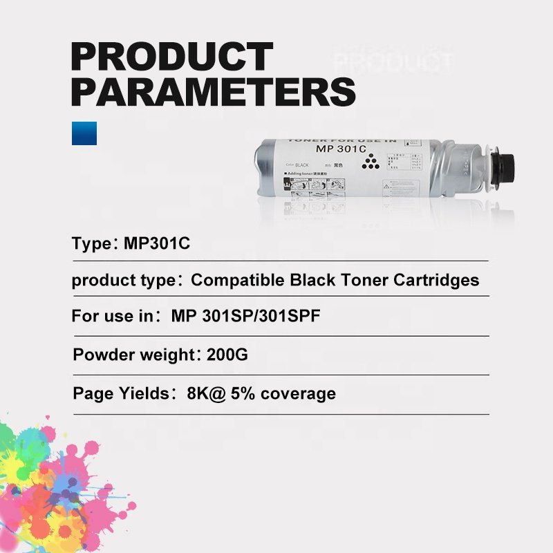 MP 301 Compatible for Ricoh Aficio MP301C MP301SP 301PF MP 301 MP301 Black Copier Toner Cartridge 841714 841767 copier printer