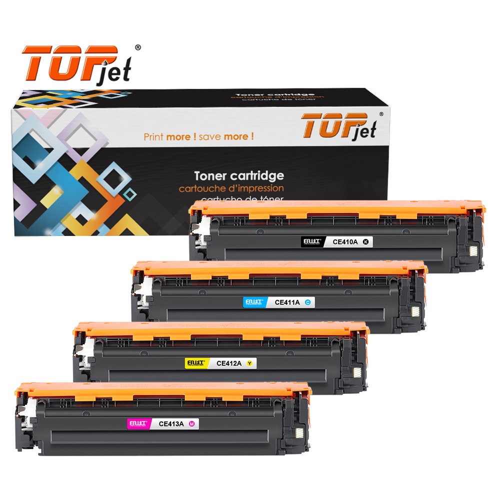 Topjet CE410A CE411A CE412A CE413A 305A 305X CE410X CE 410A Color Toner Cartridge Compatible for HP 300 400 M351a M451dw M475dn