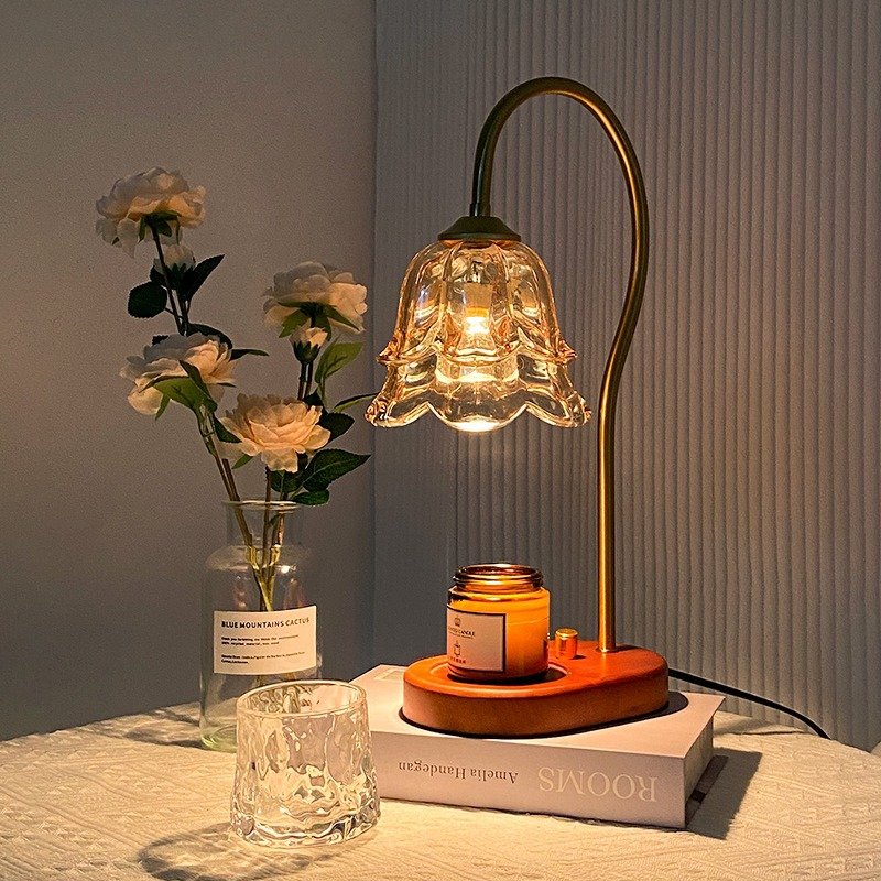25V 35W Electric Flower Shaped Candle Warming Lamp Burner Wax Melt Warmer Dimming Table Lamp For Bedroom Wedding Birthday Gifts