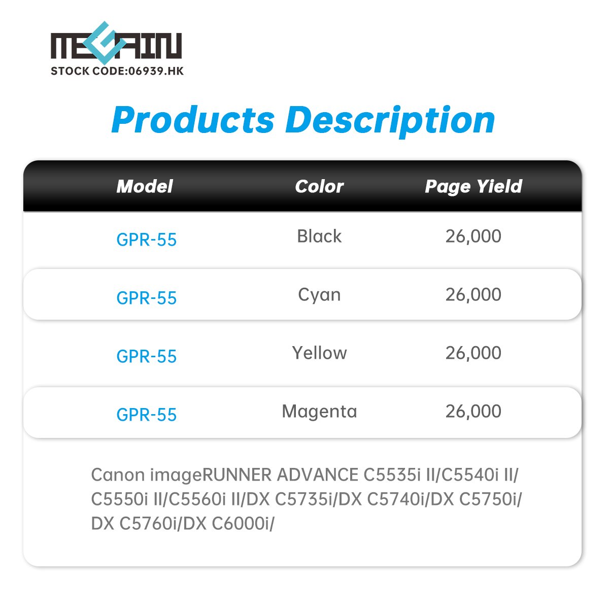Compatible Canon NPG-71 NPG71 GPR55 GPR-55 C-EXV49 Toner Cartridge For IR-ADV C5535i 5540i 5540i 5560i C5735 C5740 C5750