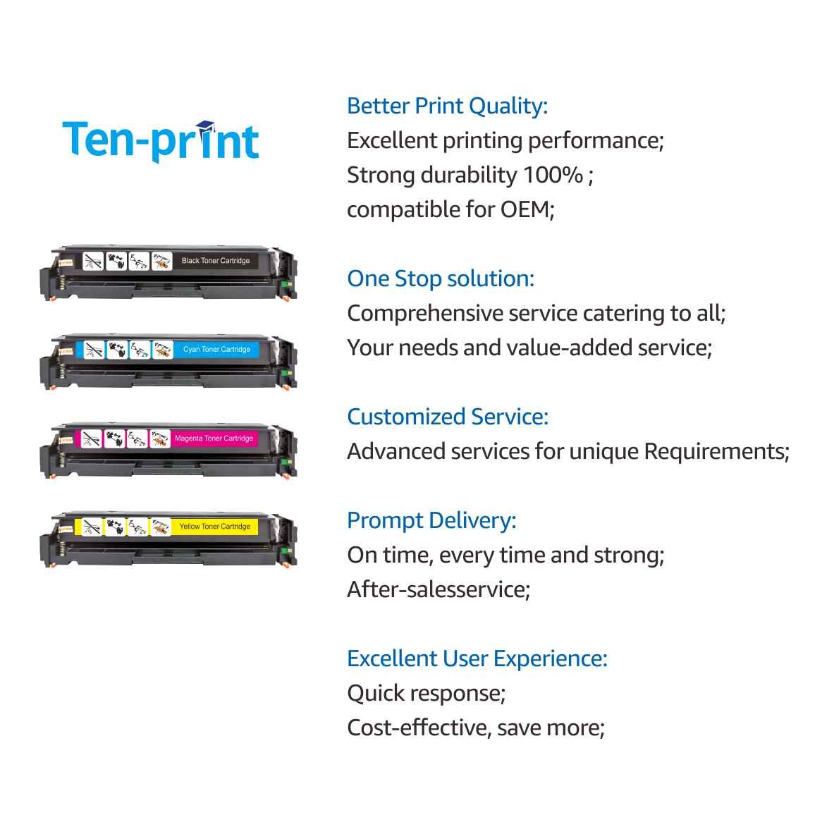 Ten-print Compatible Universal CF500X CF400X CRG045H CRG054H Toner Cartridge 1 SET For HP & Canon