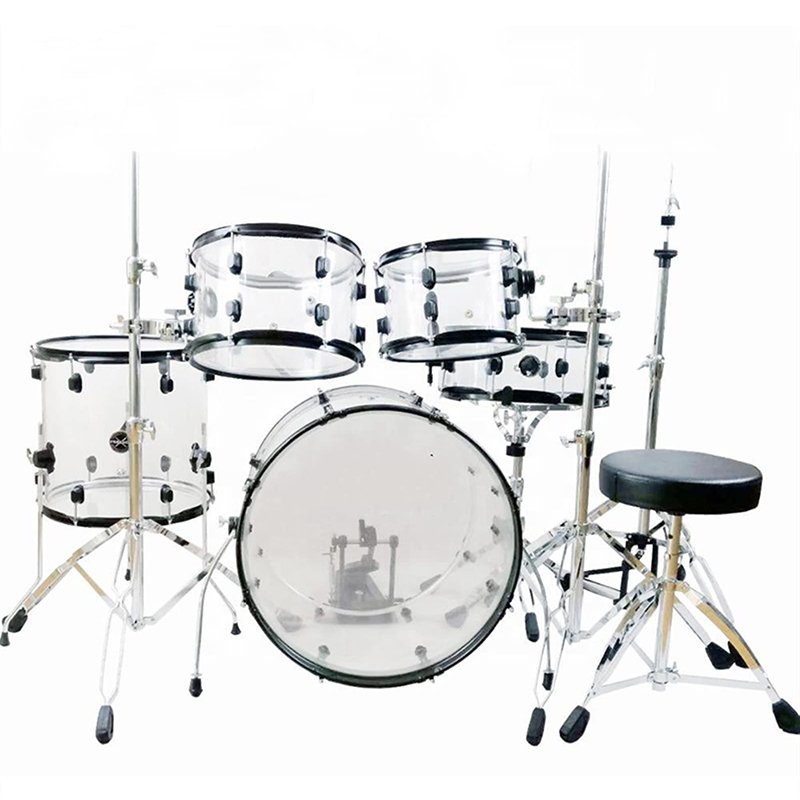 New Model Drumkis Acoustic Rock 7 Pieces Acrylic Drum Set For Professional Design Good Tone Cheap Price 6 Pieces Drum