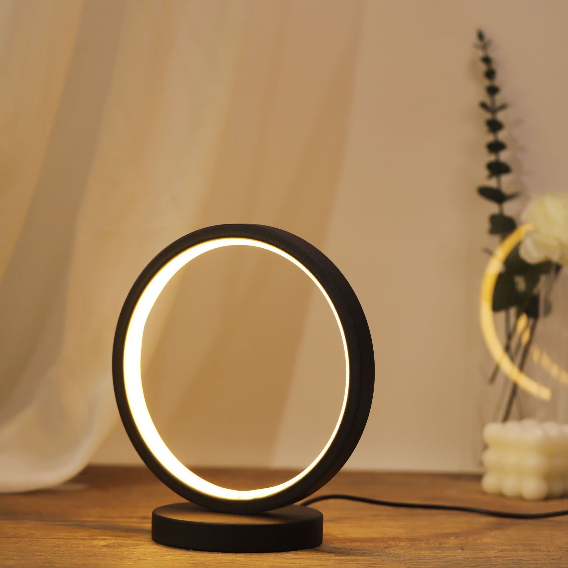 Simple modern and fashionable circular table lamp bedside study bedroom dimmable decorative night light