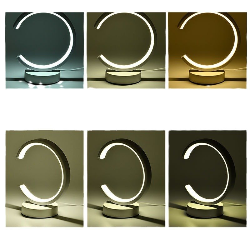 Simple modern and fashionable circular table lamp bedside study bedroom dimmable decorative night light