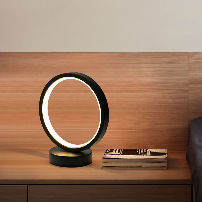 Simple modern and fashionable circular table lamp bedside study bedroom dimmable decorative night light