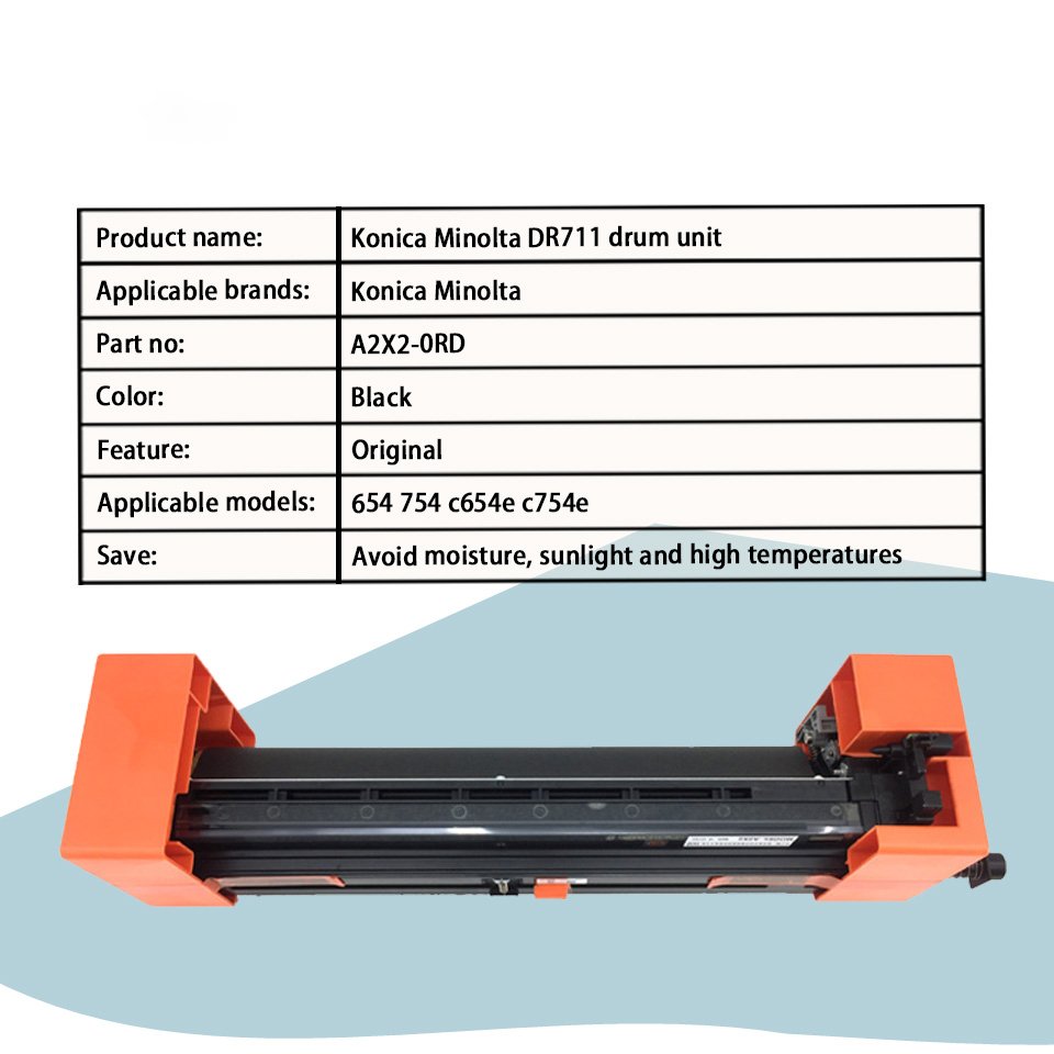 Konica Minolta Bizhub Professional C654 C654E C754E Copier Black Drum Unit DR711 Toner Cartridge