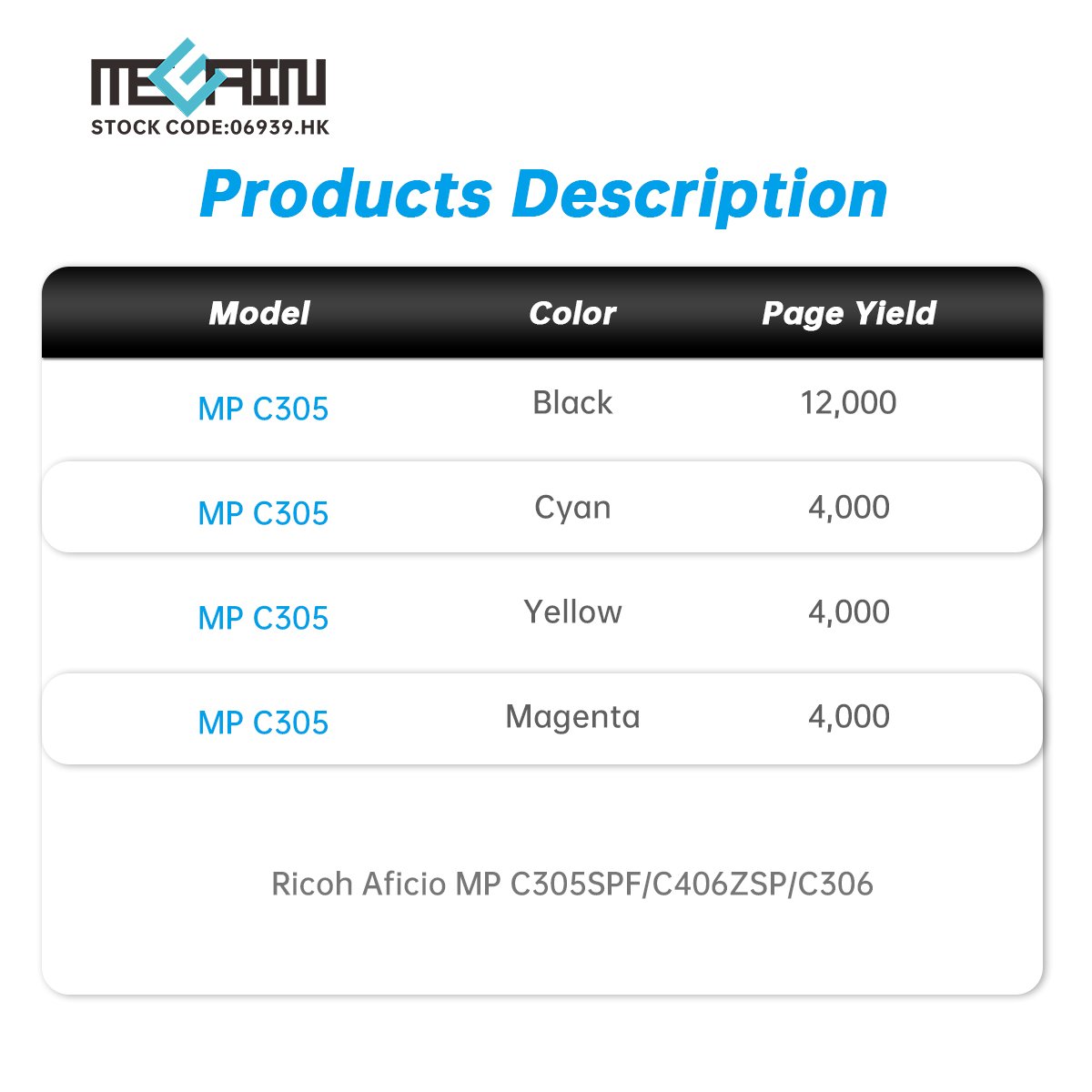 Factory Premium Toner Cartridge for Ricoh 5100 IMC2000 IMC4500 MPC2503 MPC6003 MPC4503 MPC5501 MPC305 MP305 MP5002 Copiadora