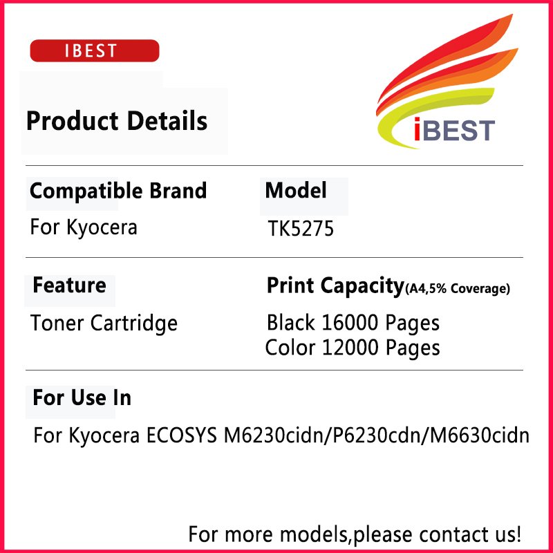 Compatible TK5275 Toner Cartridge For Kyocera TK 5275 TK-5275 ECOSYS M6230cidn P6230cdn M6630cidn Toner