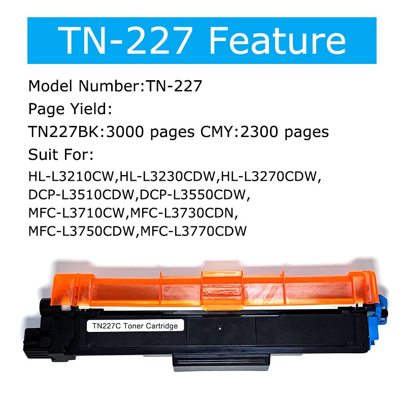 TN227 Factory Wholesale Compatible TN227 toner cartridge for brother HL-L3210CW printer