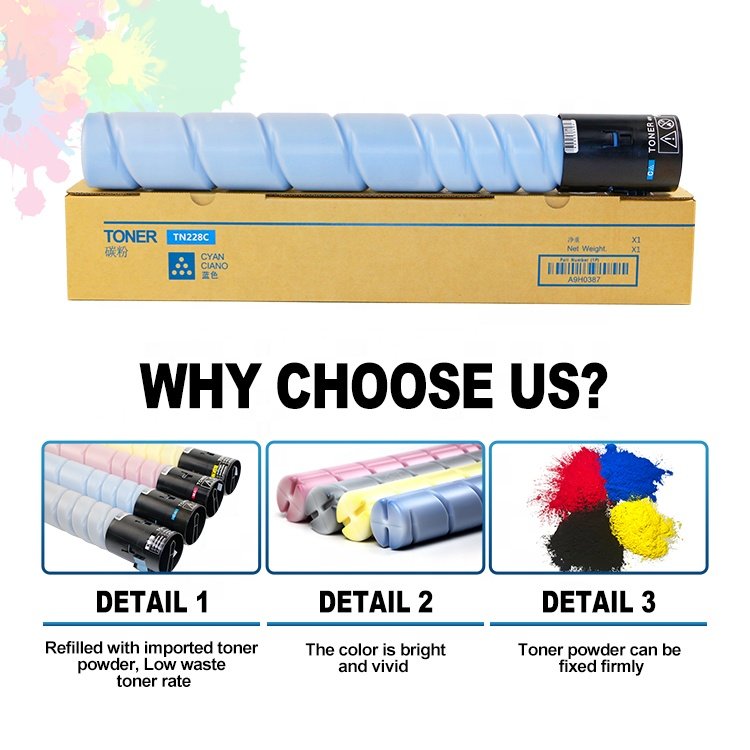 Protoner TN228 TN229 Compatible Copier Color Toner Cartridge for Konica Minolta BizhubC226i 266i 286i 7222i 7228i Copier Machine
