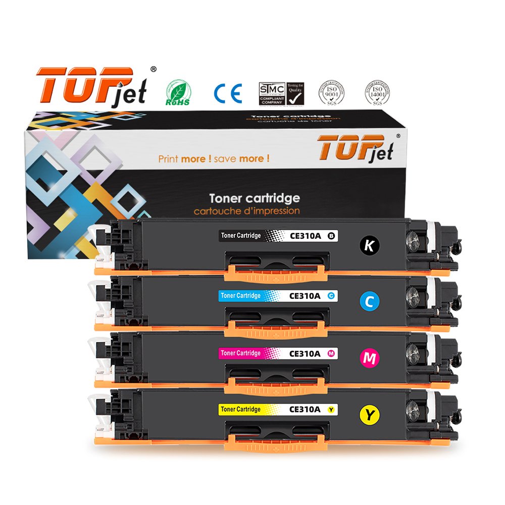 Topjet 126A CE310A CE311A CE312A CE313A Laser Toner Cartridge Compatible for HP Laserjet Pro CP1021 CP1022 CP1023 Printer