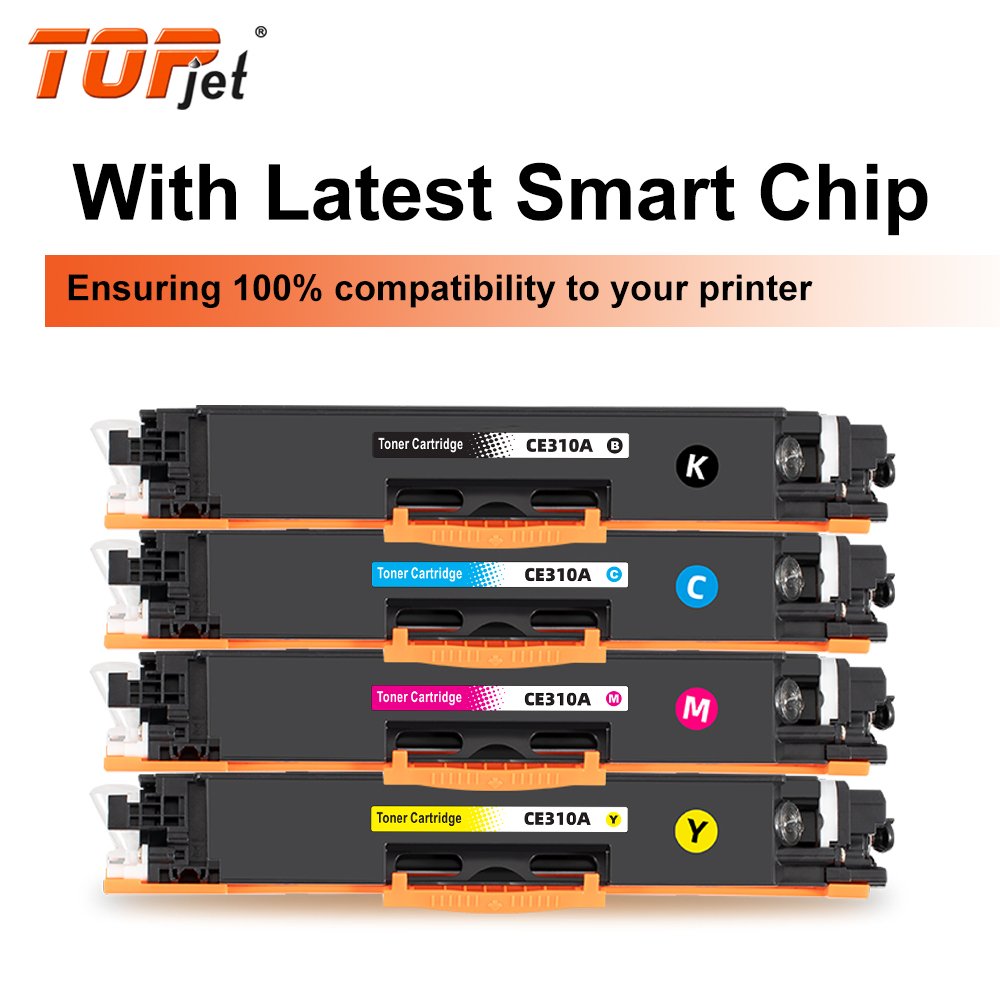 Topjet 126A CE310A CE311A CE312A CE313A Laser Toner Cartridge Compatible for HP Laserjet Pro CP1021 CP1022 CP1023 Printer