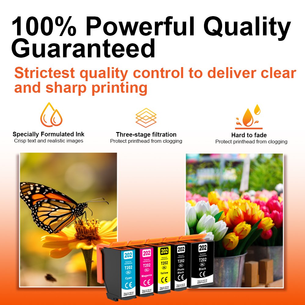 Topjet 202XL T202XL T202 202 XL Compatible Color Ink Cartridge for Epson Expression XP-5100 WorkForce WF-2860 Inkjet Printer
