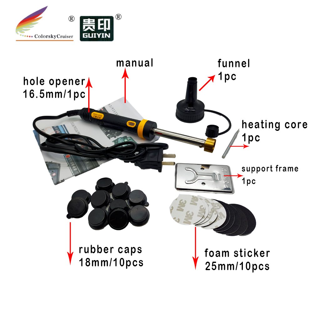 (RTT-18BK) hole driller digger and foam sticker plug cap for HP for canon for lexmark toner cartridge refill tool kit 220v
