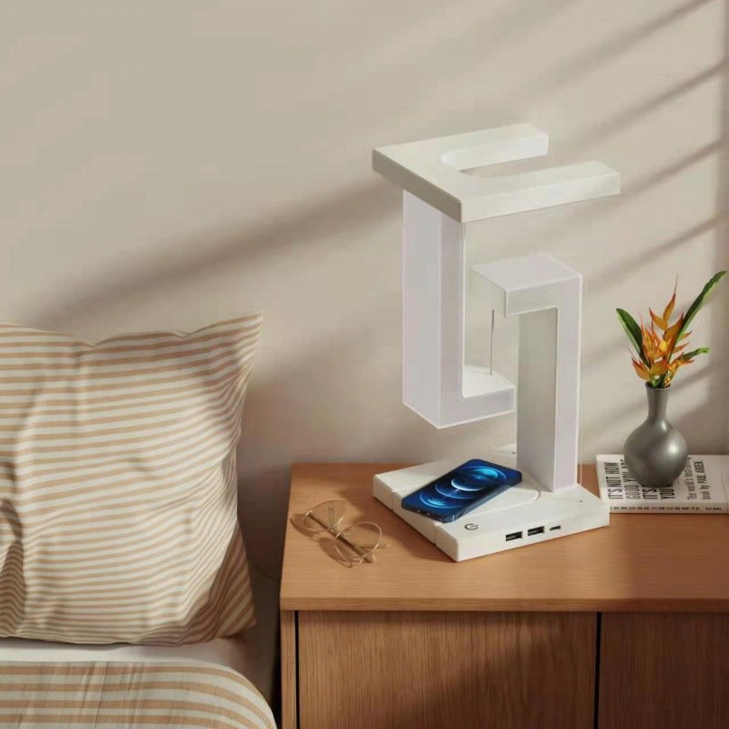 10 W Touch Control Magnetic Levitating Desk Lamp with Wireless Charger Anti Gravity Creative Balance Nightstand Lamp